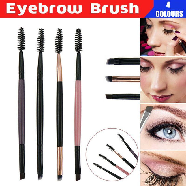 Eyebrow Brush Dual-Ended Duo Brow Eyeliner Angled Cut Spoolie Brush Makeup Tools - Aimall
