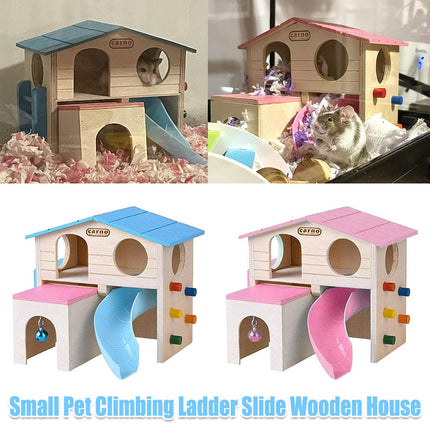 Wooden Luxury Hamster Villa Escape House Fun Nest Pet Home for Small Animals