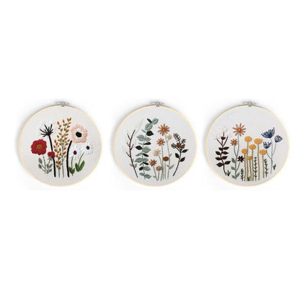 Diy Flowers Pattern Embroidery Kits Craft Beginner Needlepoint Hoop Cross Stitch - Aimall