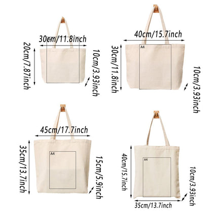 5PCS Canvas Tote Bag Cotton Blank DIY Shopping Shoulder Bags