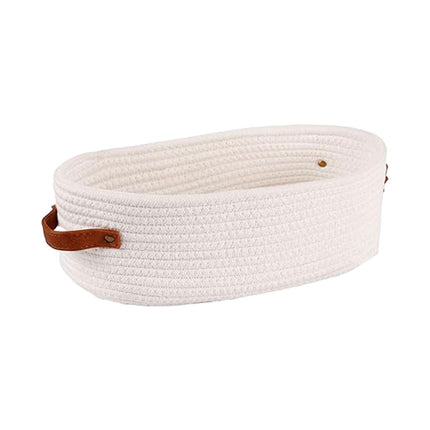 Oval Storage Basket with Handles Shelf Organiser Bin Laundry Toy Container