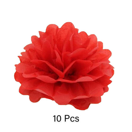 Decorative Paper Flower Balls 10pcs Party Hanging Pom Pom Wedding Event Decor