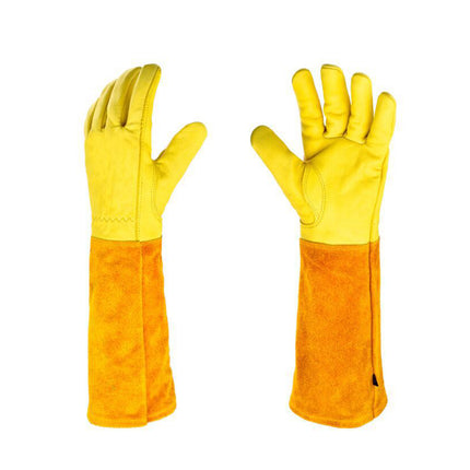 Long Cuff Cowhide Garden Gloves Protective Work Gloves for Gardening Pruning