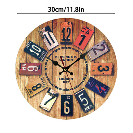 Wooden Wall Clock Round Shape Creative Design For Living Room Bedroom Decoration