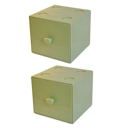 Storage Box 2PCS Desktop Square Stackable Drawers Organizer for Office Home