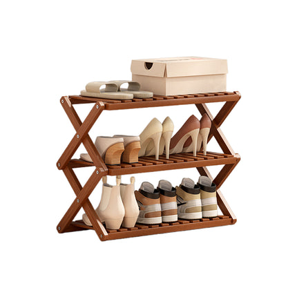Multi-Layer Shoe Rack Bamboo Non-Slip for Home Entryway Space Saving Storage