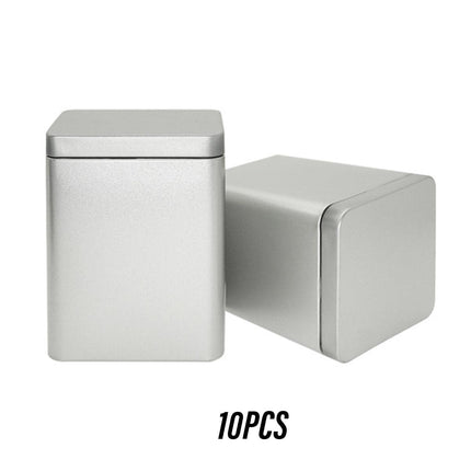 10PCS Tea Can Sealed Square Storage Box Solid Color Frosted Iron Container