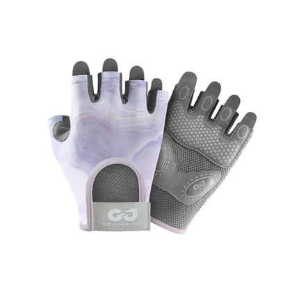 Fingerless Sports Gloves Non Slip Breathable Purple for Cycling