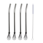 5pcs Stainless Steel Straw Spoon Removable Filter Reusable Tea Juice Stirrer