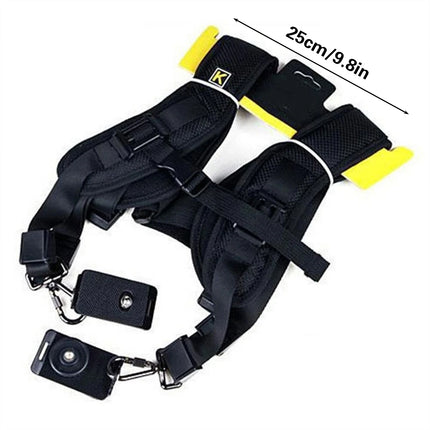 Professional Dual DSLR Camera Harness Adjustable Shoulder Sling Strap Belt
