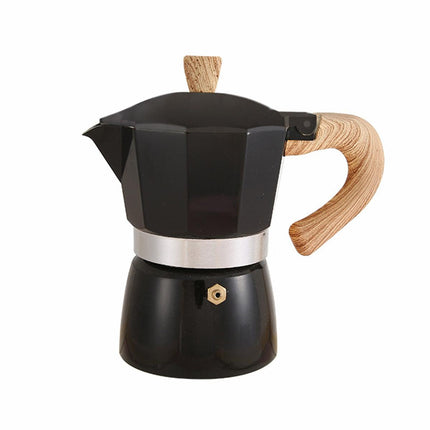 Portable Coffee Maker Wood Grain Handle Outdoor Manual Espresso Machine Camping
