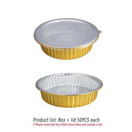 50PCS Thickened Round Aluminum Foil Containers with Plastic Lids