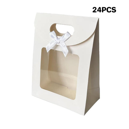 24PCS Bow Flap Tote Bag Reusable Shopping Carry Bag Gift Party Packaging Bag