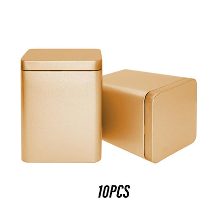 10PCS Tea Can Sealed Square Storage Box Solid Color Frosted Iron Container