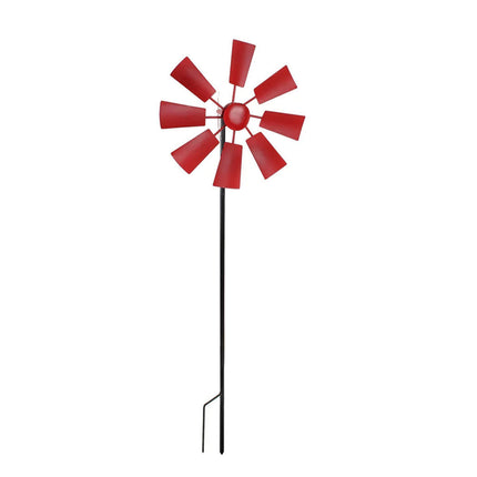 Metal Windmill Garden Decor Outdoor Yard Stake Ornament for Lawn Courtyard Park