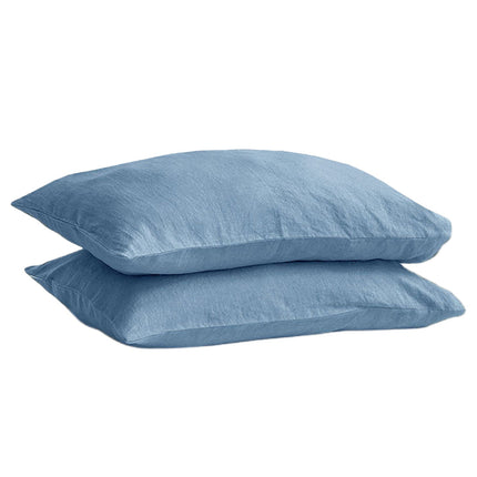 Pair of Linen Pillowcases Solid Color Envelope Style Bedding Pillow Cover Set