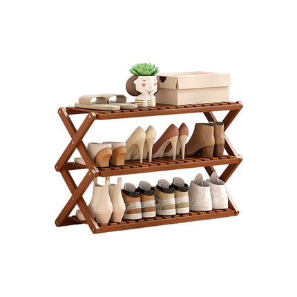 Multi-Layer Shoe Rack Bamboo Non-Slip for Home Entryway Space Saving Storage