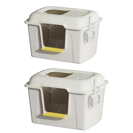 Large Enclosed Cat Litter Tray With Door Anti Splash Odour Control Cat Toilet Box