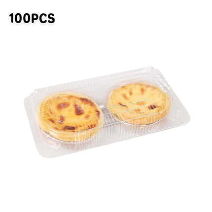 100PCS Transparent Plastic Egg Tart Box Disposable Bakery Packing Container