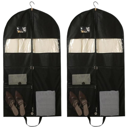 2pcs Hanging Closet Garment Dust Cover Storage Bag Clothes Protector Organizer