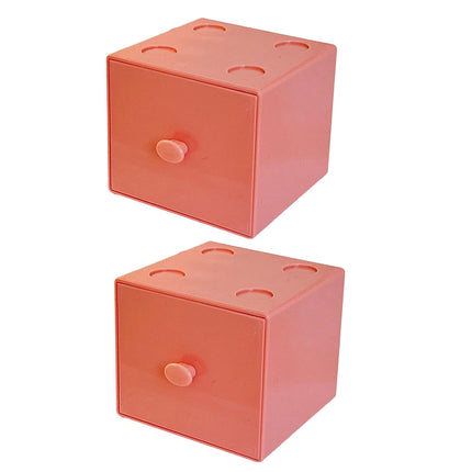 Storage Box 2PCS Desktop Square Stackable Drawers Organizer for Office Home