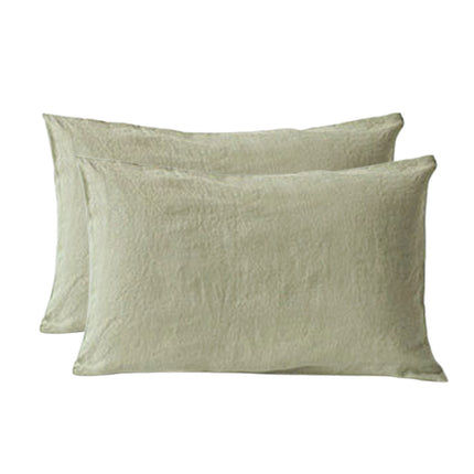 Pair of Linen Pillowcases Solid Color Envelope Style Bedding Pillow Cover Set
