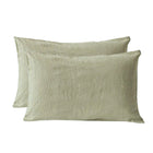 Pair of Linen Pillowcases Solid Color Envelope Style Bedding Pillow Cover Set