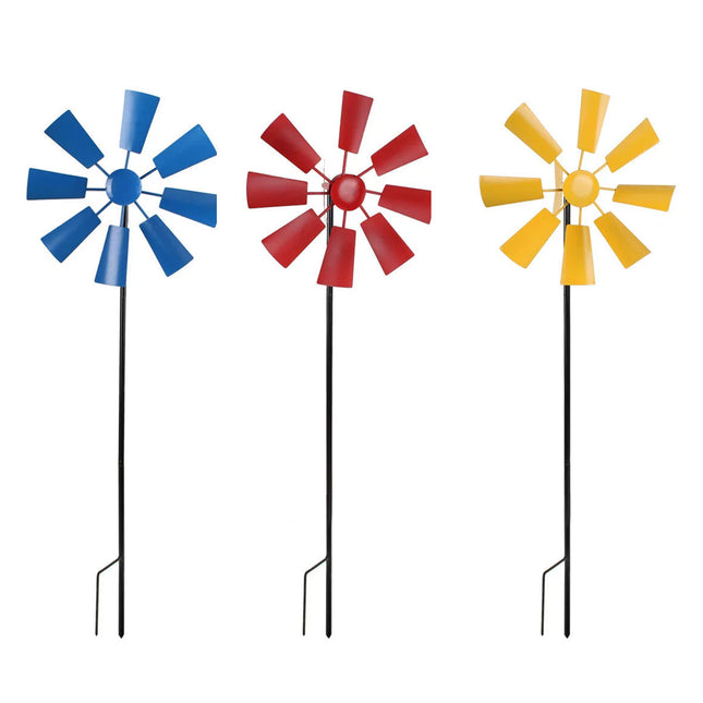 Metal Windmill Garden Decor Outdoor Yard Stake Ornament for Lawn Courtyard Park