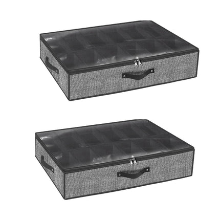 2PCS Shoe Organizer Under Bed Wardrobe Storage Box Zipper Cover Bag Durable