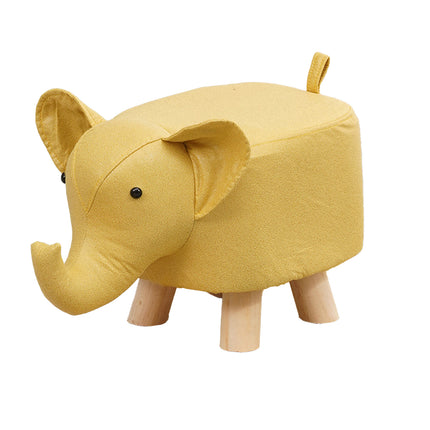 Cute Elephant Solid Wood Low Stool Shoe Changing Stool Durable for Home Entryway