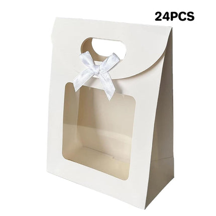 24PCS Bow Flap Tote Bag Reusable Shopping Carry Bag Gift Party Packaging Bag