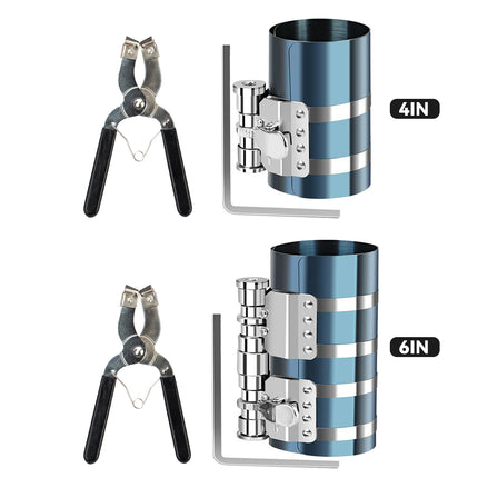 Car Piston Ring Compressor and Pliers Tool Set Engine Repair 4 inch 6 inch