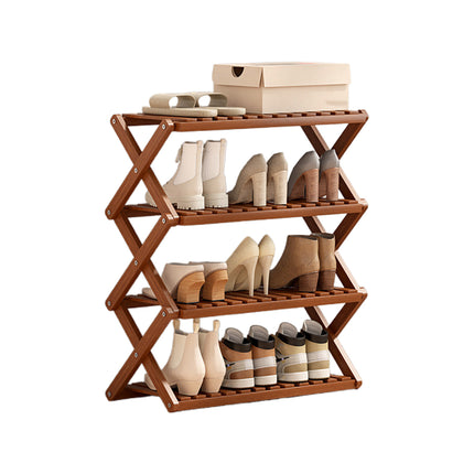 Bamboo Shoe Rack Multi-Layer Foldable Non Slip Space Saving Storage