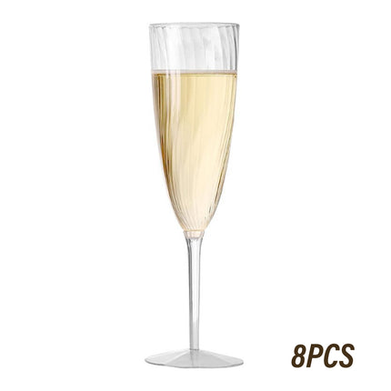 8pcs 180ml Plastic Champagne Glass Tall Wine Glass for Party Wedding Celebration