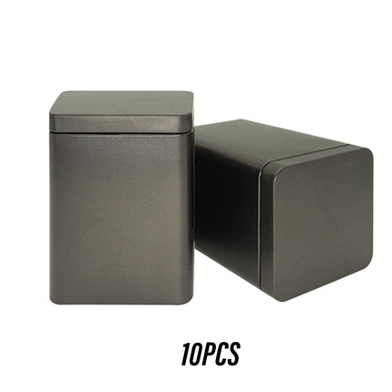 10PCS Tea Can Sealed Square Storage Box Solid Color Frosted Iron Container