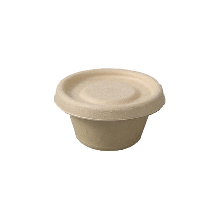 100PCS Biodegradable Pulp Sauce Cups Disposable Condiment Containers with Lids