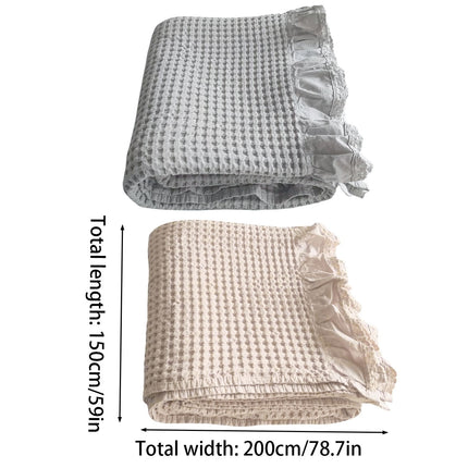 Waffle Sofa Blanket Thin Lightweight Throw Soft Cover Couch Bed Living Room Use