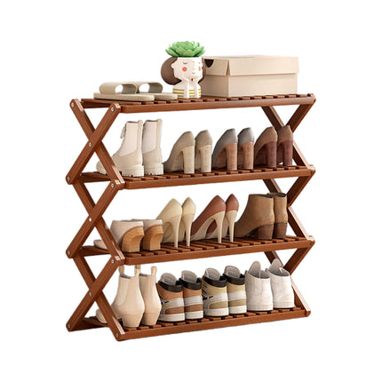 Bamboo Shoe Rack Multi-Layer Foldable Non Slip Space Saving Storage