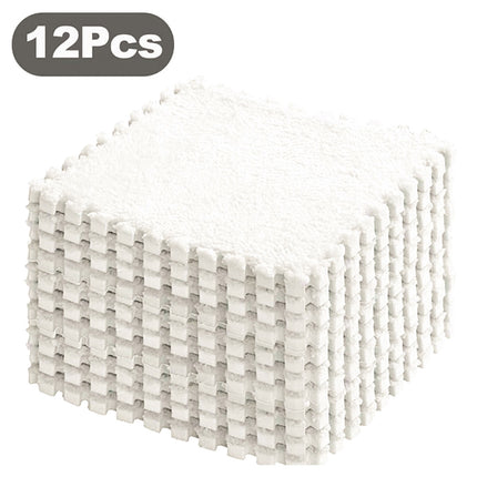 Square Carpet Set 12PCS Soft Splicing Floor Mats for Bedroom and Home Decor