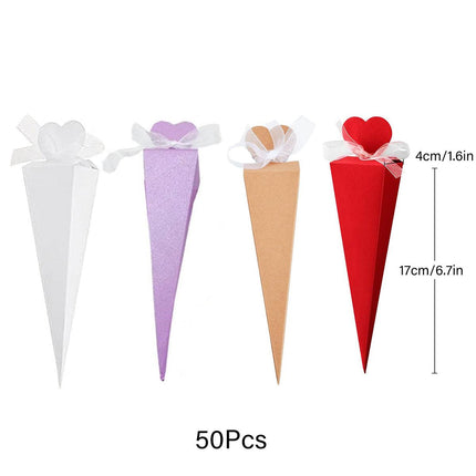 Cone Candy Boxes 50pcs Ice Cream Shape Gift Boxes Party Favour Treat Packaging