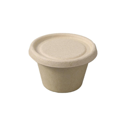 100PCS Biodegradable Pulp Sauce Cups Disposable Condiment Containers with Lids