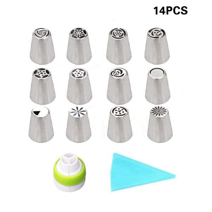 Russian Piping Tips Cake Decorating Set - 14 or 32 PCS Stainless Steel Nozzles