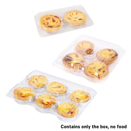 100PCS Transparent Plastic Egg Tart Box Disposable Bakery Packing Container