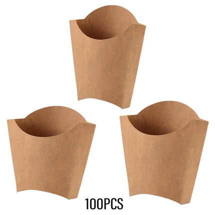 100pcs Kraft Paper Popcorn Box Folding Baking Box Party Snack Treat Container