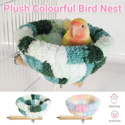Parrot Winter Warm Nest Fluffy Cotton Hanging Bed Colourful Bird Cage House