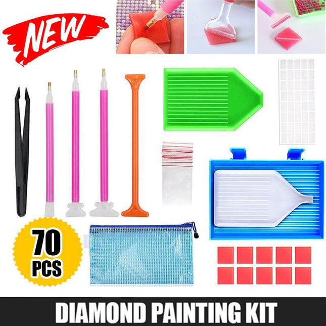 70 Piece Diamond Painting Tools Box 5D Diamond Accessories Diy Art Craft Pen Set - Aimall