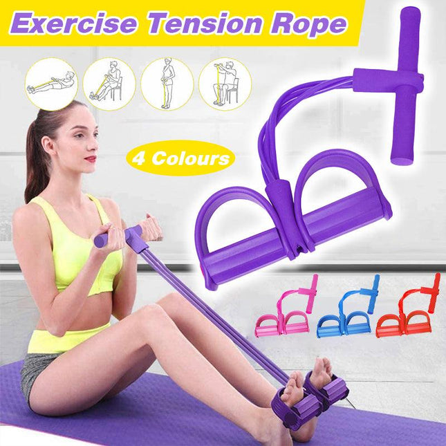 Multi-Function Exercise Tension Rope Foot Pedal Resistance Fitness Pull Bands Au - Aimall