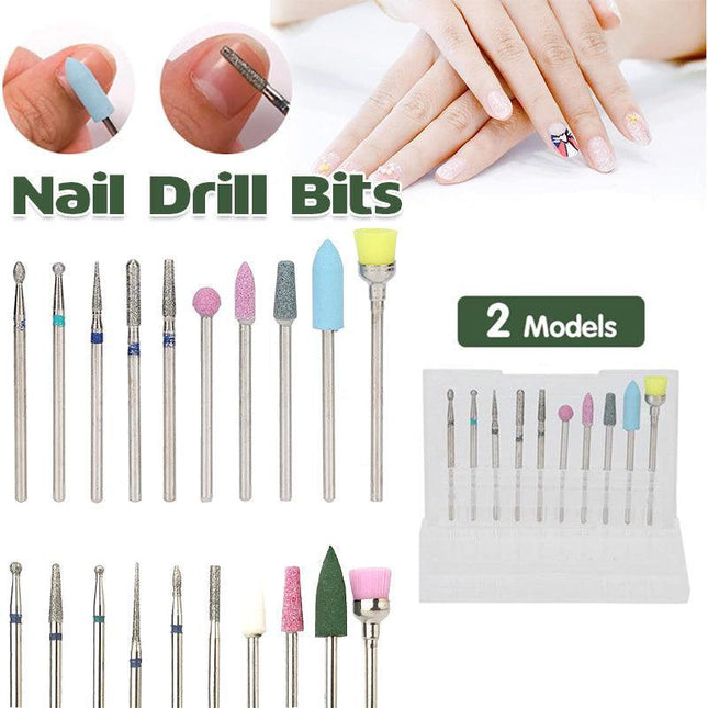 10Pcs Diamond Nail Drill Bits Electric Nail Drill Machine Manicure Pedicure Tool - Aimall