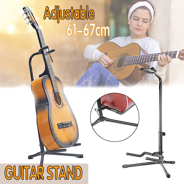 Electric Acoustic Bass Tripod Guitar Padded Stand Floor Rack Holder