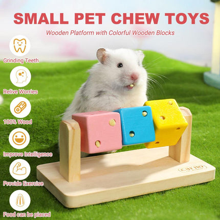 Interactive Hamster Cube Toy Wood Hamster Chew Cube Relieve Boredom Gift